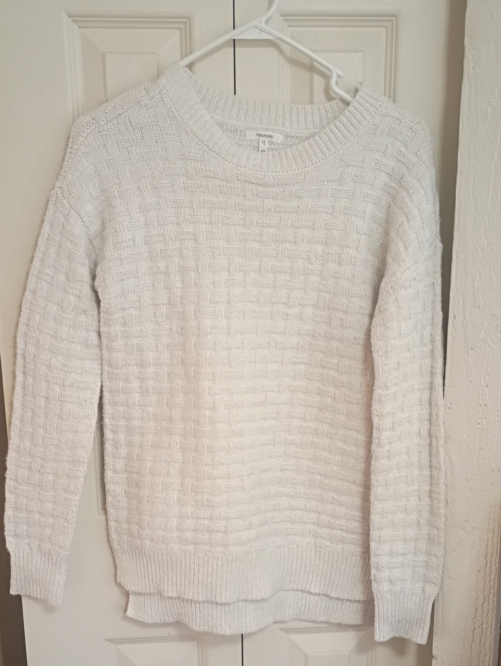 Maurices Cream Textured Knit Crewneck Sweater